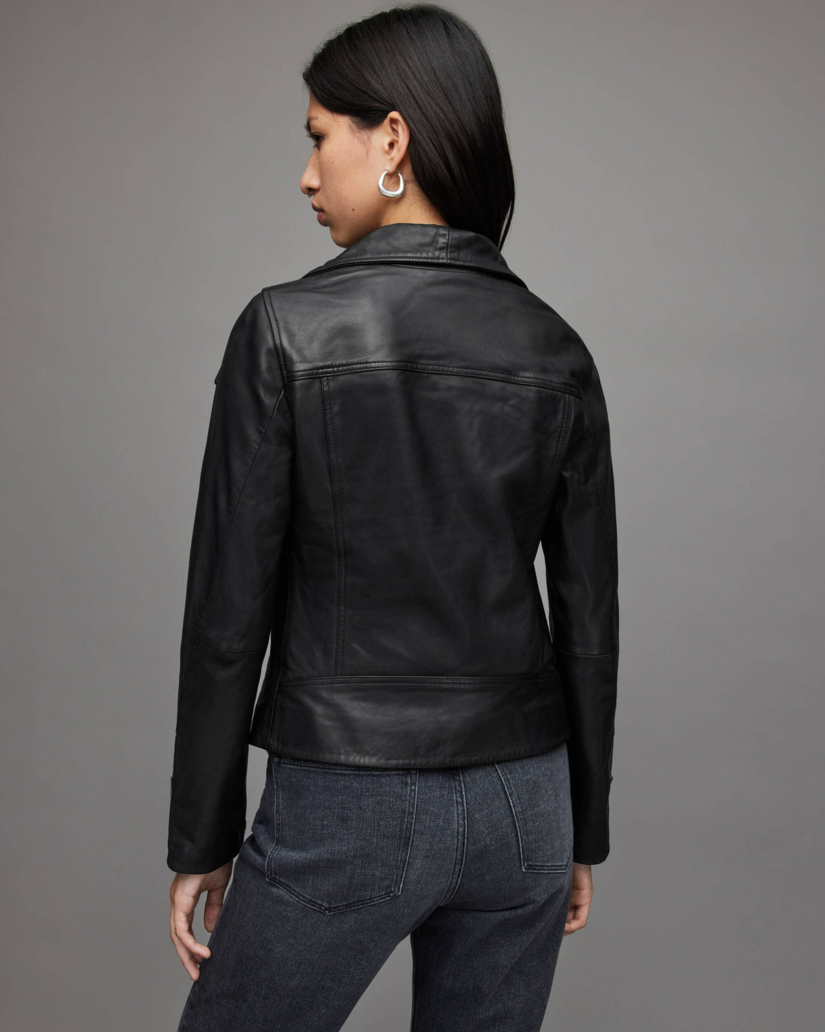 Arcane Fox Damen Bikerjacke aus Lammleder mit Flügelkragen, Schwarz - Bild 3